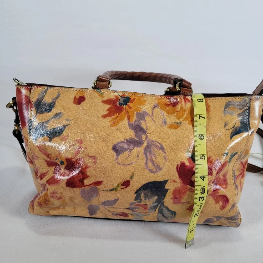 Patricia Nash Womens Aileen Leather Top Handle Satchel Bag Purse Floral Tan